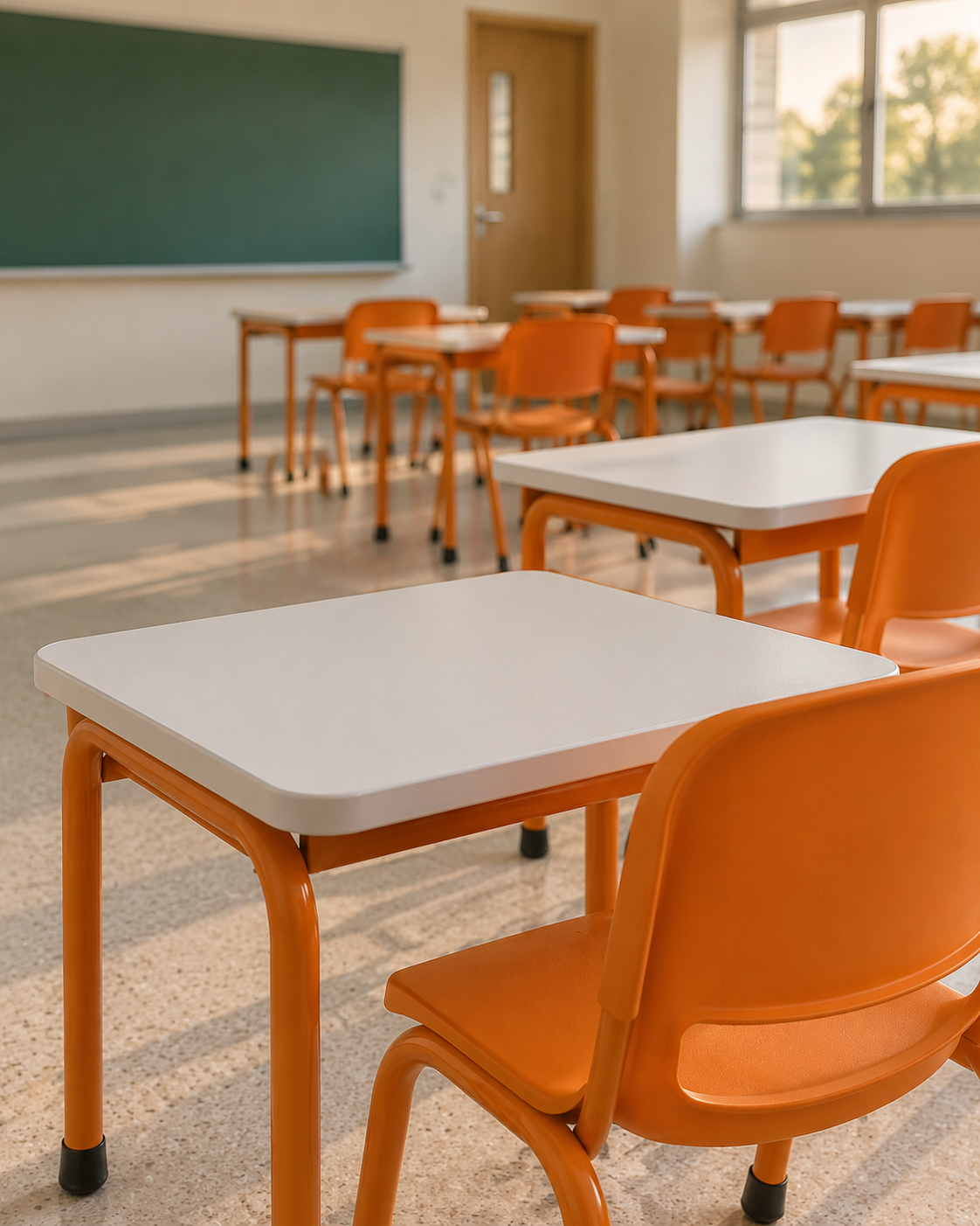 Sala de aula infantil equipada com conjuntos escolares da Artflex